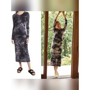 Raquel Allegra Black Tie-Dye Camo Layering Dress Long Sleeve Large
